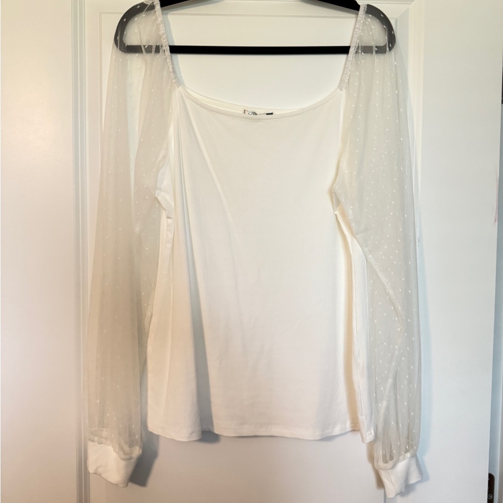 Elegant White Sheer Sleeve Top